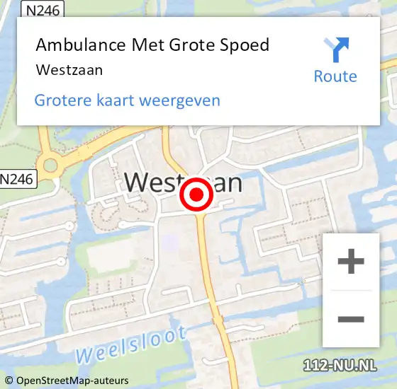 Locatie op kaart van de 112 melding: Ambulance Met Grote Spoed Naar Westzaan op 26 januari 2023 12:52