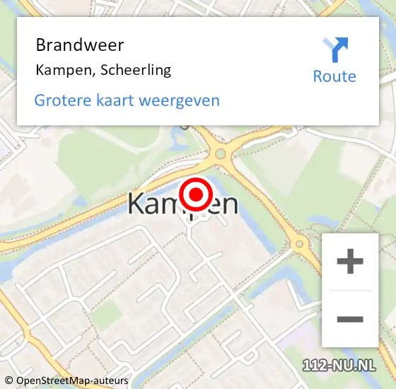 Locatie op kaart van de 112 melding: Brandweer Kampen, Scheerling op 26 januari 2023 13:01