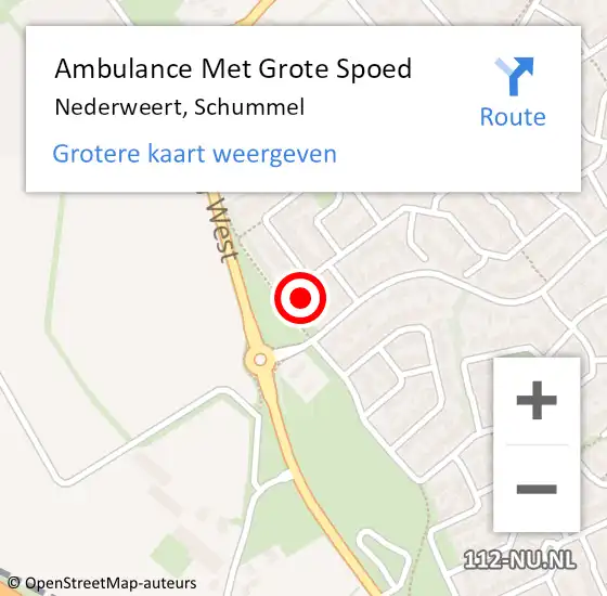 Locatie op kaart van de 112 melding: Ambulance Met Grote Spoed Naar Nederweert, Schummel op 26 januari 2023 13:02