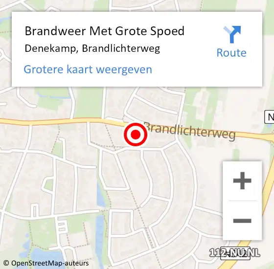 Locatie op kaart van de 112 melding: Brandweer Met Grote Spoed Naar Denekamp, Brandlichterweg op 26 januari 2023 13:48