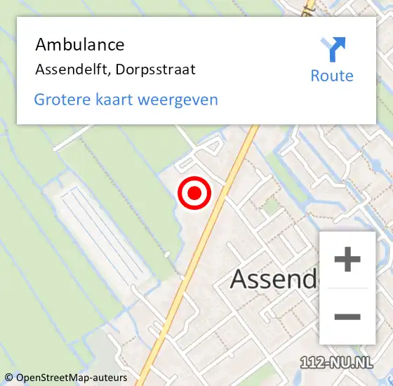Locatie op kaart van de 112 melding: Ambulance Assendelft, Dorpsstraat op 26 januari 2023 13:54