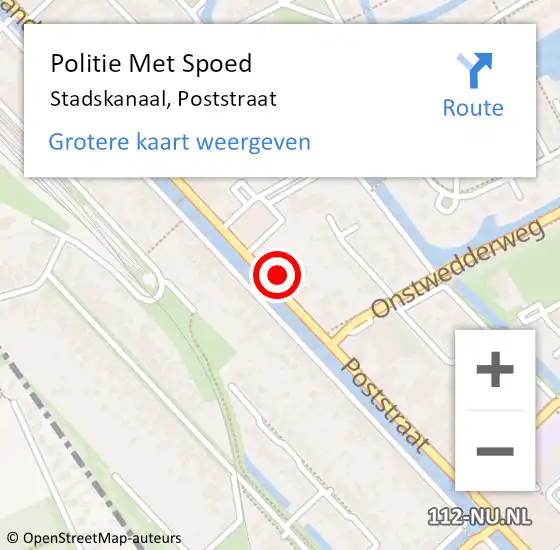 Locatie op kaart van de 112 melding: Politie Met Spoed Naar Stadskanaal, Poststraat op 26 januari 2023 14:11