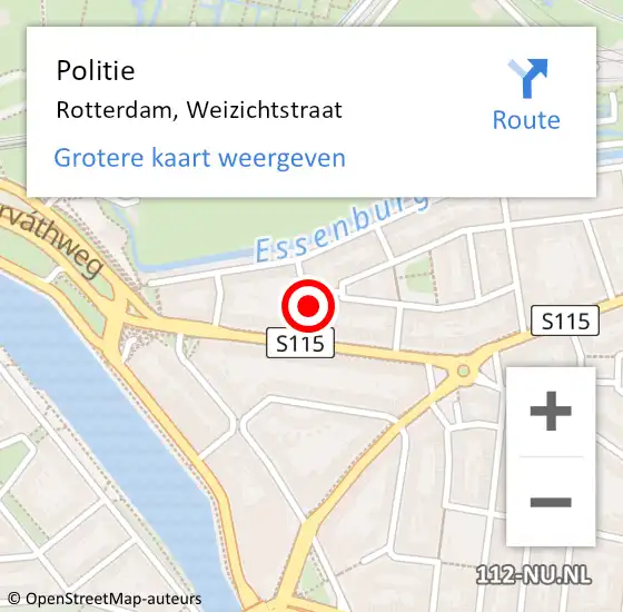 Locatie op kaart van de 112 melding: Politie Rotterdam, Weizichtstraat op 26 januari 2023 14:22