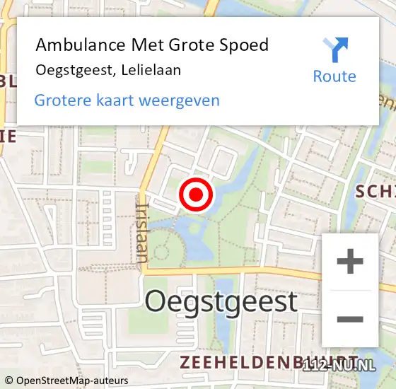 Locatie op kaart van de 112 melding: Ambulance Met Grote Spoed Naar Oegstgeest, Lelielaan op 26 januari 2023 14:28