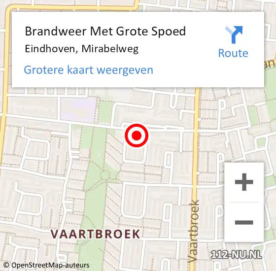 Locatie op kaart van de 112 melding: Brandweer Met Grote Spoed Naar Eindhoven, Mirabelweg op 26 januari 2023 14:29