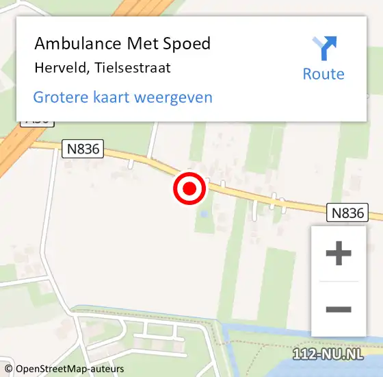 Locatie op kaart van de 112 melding: Ambulance Met Spoed Naar Herveld, Tielsestraat op 26 januari 2023 14:36