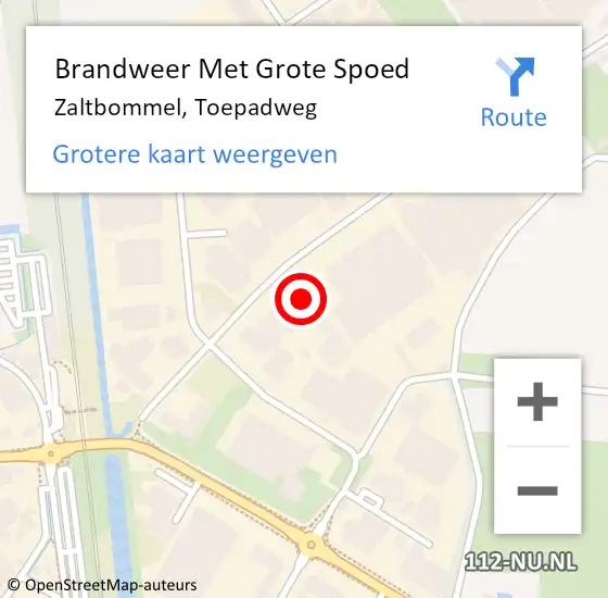 Locatie op kaart van de 112 melding: Brandweer Met Grote Spoed Naar Zaltbommel, Toepadweg op 26 januari 2023 14:39