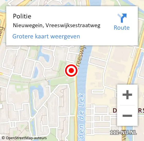 Locatie op kaart van de 112 melding: Politie Nieuwegein, Vreeswijksestraatweg op 26 januari 2023 14:54