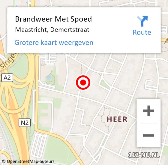 Locatie op kaart van de 112 melding: Brandweer Met Spoed Naar Maastricht, Demertstraat op 26 januari 2023 15:07
