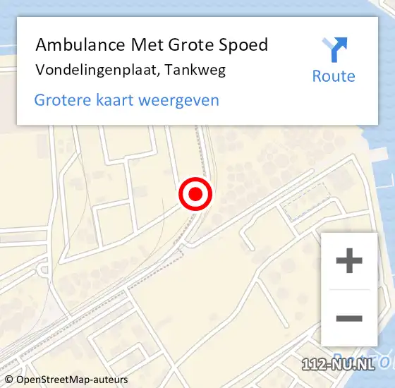 Locatie op kaart van de 112 melding: Ambulance Met Grote Spoed Naar Vondelingenplaat, Tankweg op 26 januari 2023 15:07