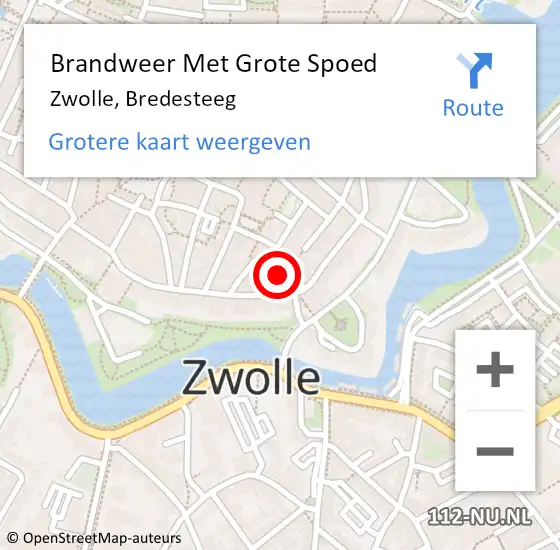 Locatie op kaart van de 112 melding: Brandweer Met Grote Spoed Naar Zwolle, Bredesteeg op 26 januari 2023 16:20