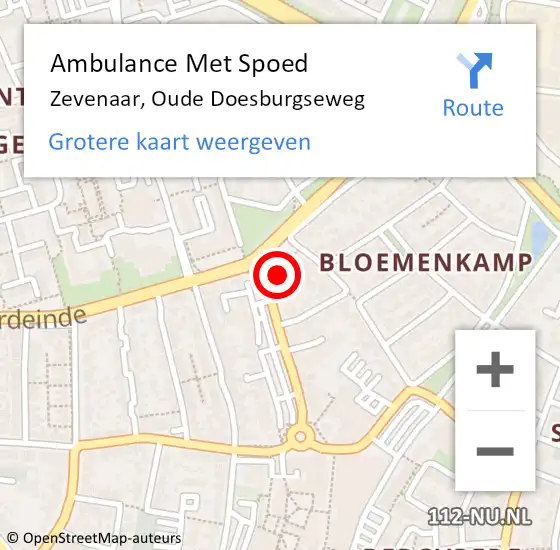 Locatie op kaart van de 112 melding: Ambulance Met Spoed Naar Zevenaar, Oude Doesburgseweg op 26 januari 2023 16:28