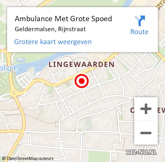 Locatie op kaart van de 112 melding: Ambulance Met Grote Spoed Naar Geldermalsen, Rijnstraat op 26 januari 2023 16:42