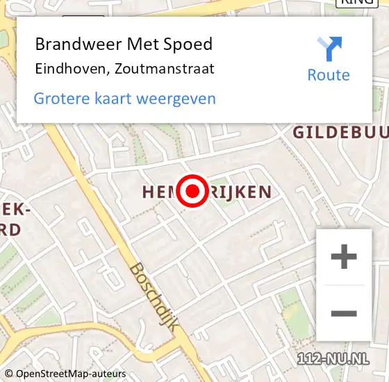 Locatie op kaart van de 112 melding: Brandweer Met Spoed Naar Eindhoven, Zoutmanstraat op 26 januari 2023 16:46