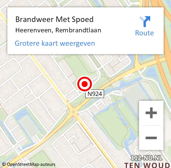 Locatie op kaart van de 112 melding: Brandweer Met Spoed Naar Heerenveen, Rembrandtlaan op 26 januari 2023 16:54