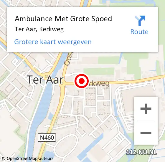 Locatie op kaart van de 112 melding: Ambulance Met Grote Spoed Naar Ter Aar, Kerkweg op 13 augustus 2014 14:28