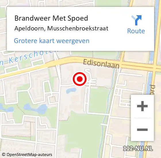 Locatie op kaart van de 112 melding: Brandweer Met Spoed Naar Apeldoorn, Musschenbroekstraat op 26 januari 2023 17:02