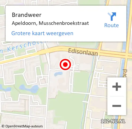 Locatie op kaart van de 112 melding: Brandweer Apeldoorn, Musschenbroekstraat op 26 januari 2023 17:03