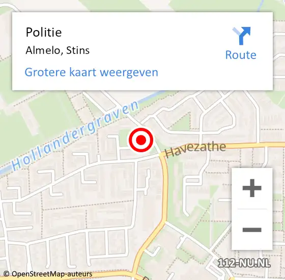 Locatie op kaart van de 112 melding: Politie Almelo, Stins op 26 januari 2023 17:07