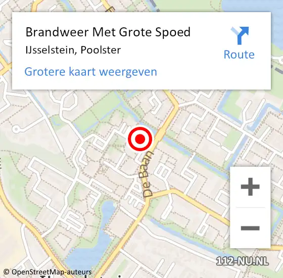 Locatie op kaart van de 112 melding: Brandweer Met Grote Spoed Naar IJsselstein, Poolster op 26 januari 2023 17:10