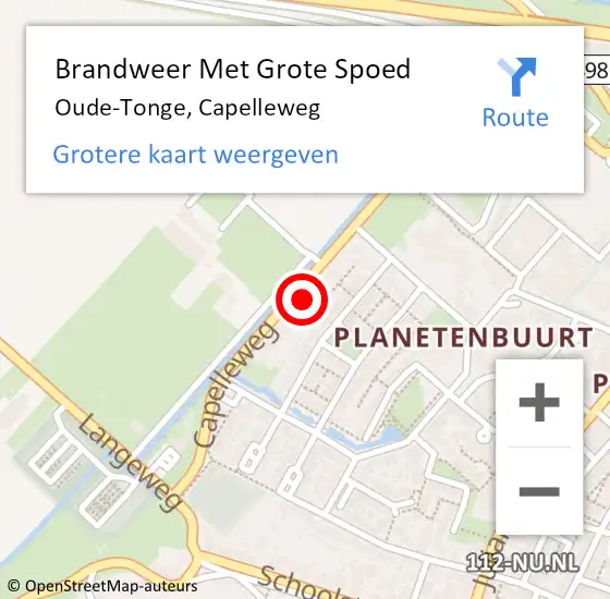 Locatie op kaart van de 112 melding: Brandweer Met Grote Spoed Naar Oude-Tonge, Capelleweg op 26 januari 2023 17:23