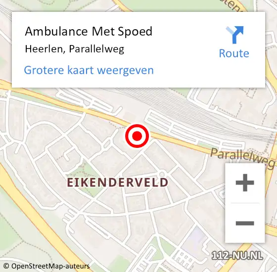 Locatie op kaart van de 112 melding: Ambulance Met Spoed Naar Heerlen, Parallelweg op 26 januari 2023 17:24