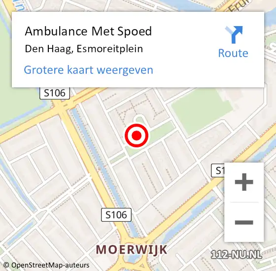 Locatie op kaart van de 112 melding: Ambulance Met Spoed Naar Den Haag, Esmoreitplein op 26 januari 2023 17:24