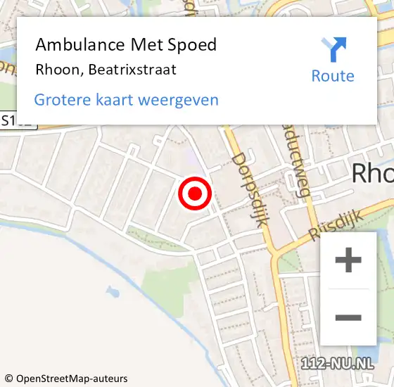 Locatie op kaart van de 112 melding: Ambulance Met Spoed Naar Rhoon, Beatrixstraat op 26 januari 2023 17:41