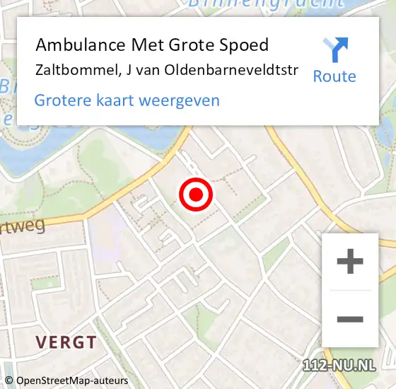 Locatie op kaart van de 112 melding: Ambulance Met Grote Spoed Naar Zaltbommel, J van Oldenbarneveldtstr op 26 januari 2023 17:47
