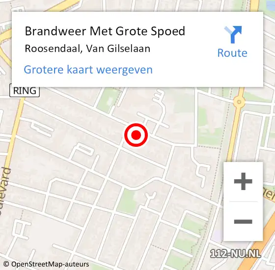 Locatie op kaart van de 112 melding: Brandweer Met Grote Spoed Naar Roosendaal, Van Gilselaan op 26 januari 2023 17:48