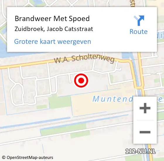 Locatie op kaart van de 112 melding: Brandweer Met Spoed Naar Zuidbroek, Jacob Catsstraat op 26 januari 2023 17:57