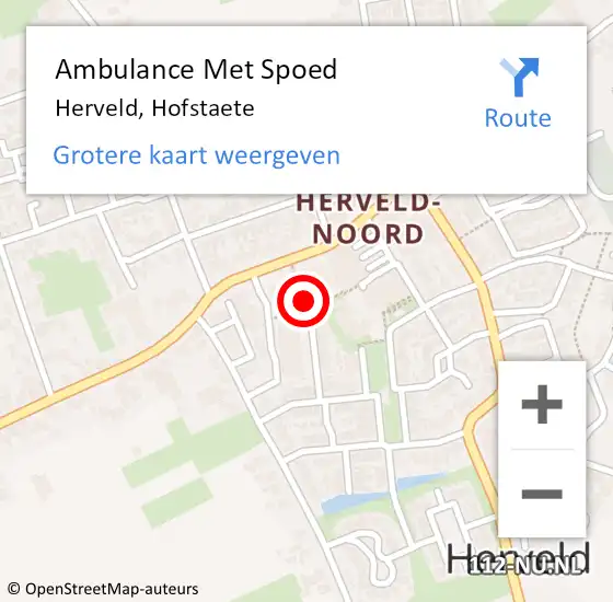 Locatie op kaart van de 112 melding: Ambulance Met Spoed Naar Herveld, Hofstaete op 26 januari 2023 17:57
