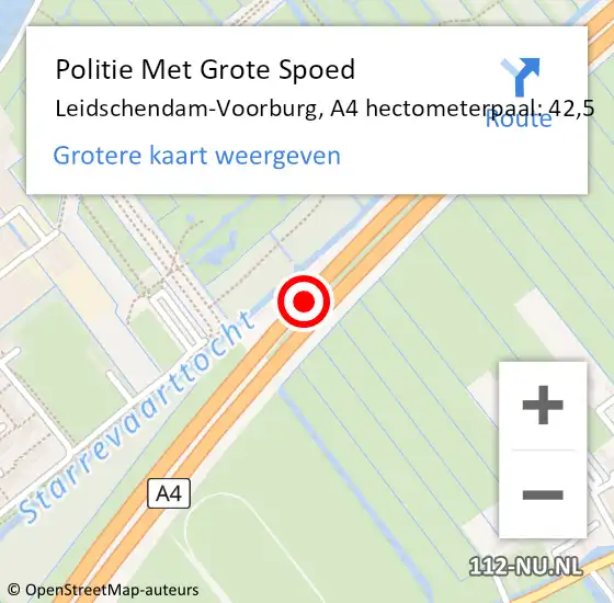 Locatie op kaart van de 112 melding: Politie Met Grote Spoed Naar Leidschendam-Voorburg, A4 hectometerpaal: 42,5 op 26 januari 2023 17:58