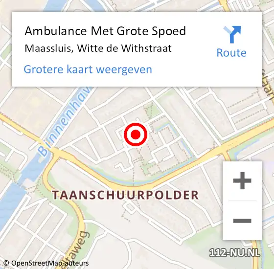 Locatie op kaart van de 112 melding: Ambulance Met Grote Spoed Naar Maassluis, Witte de Withstraat op 26 januari 2023 18:00