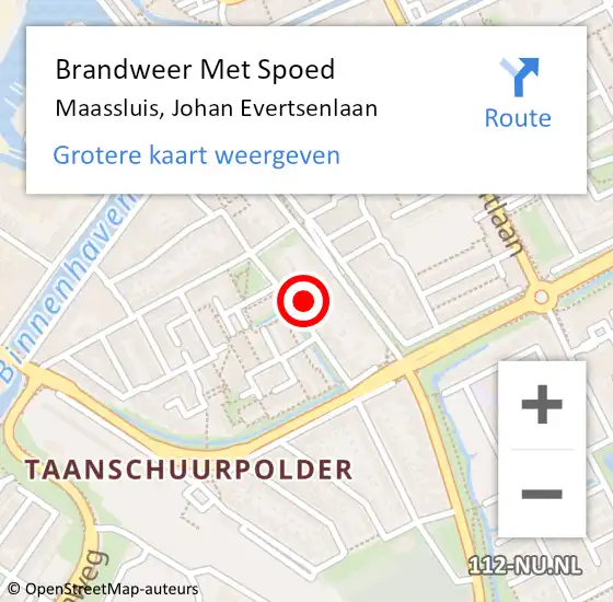 Locatie op kaart van de 112 melding: Brandweer Met Spoed Naar Maassluis, Johan Evertsenlaan op 26 januari 2023 18:06
