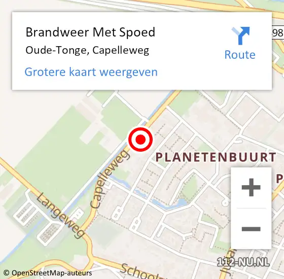 Locatie op kaart van de 112 melding: Brandweer Met Spoed Naar Oude-Tonge, Capelleweg op 26 januari 2023 18:07