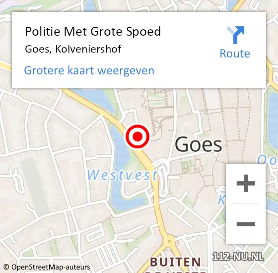 Locatie op kaart van de 112 melding: Politie Met Grote Spoed Naar Goes, Kolveniershof op 26 januari 2023 18:16