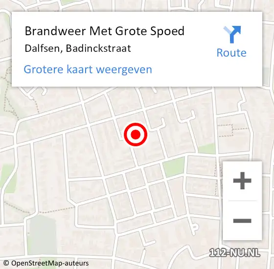 Locatie op kaart van de 112 melding: Brandweer Met Grote Spoed Naar Dalfsen, Badinckstraat op 26 januari 2023 18:18