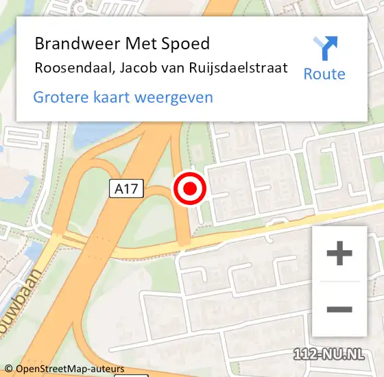 Locatie op kaart van de 112 melding: Brandweer Met Spoed Naar Roosendaal, Jacob van Ruijsdaelstraat op 26 januari 2023 19:16