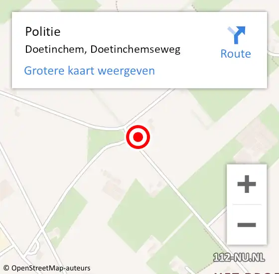 Locatie op kaart van de 112 melding: Politie Doetinchem, Doetinchemseweg op 26 januari 2023 19:24