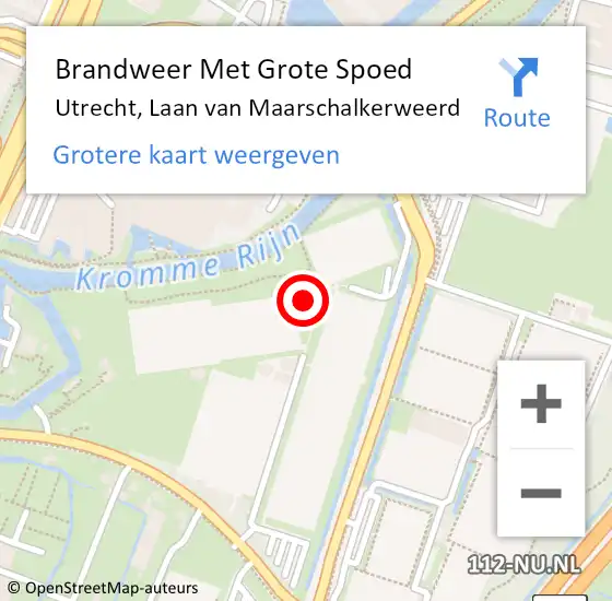 Locatie op kaart van de 112 melding: Brandweer Met Grote Spoed Naar Utrecht, Laan van Maarschalkerweerd op 26 januari 2023 19:52