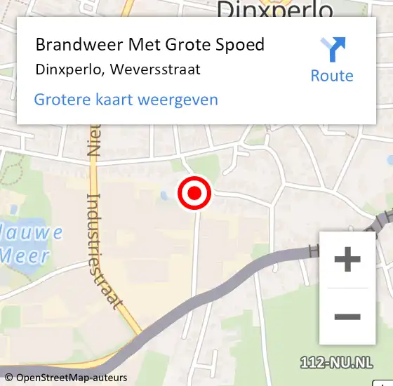 Locatie op kaart van de 112 melding: Brandweer Met Grote Spoed Naar Dinxperlo, Weversstraat op 26 januari 2023 20:14