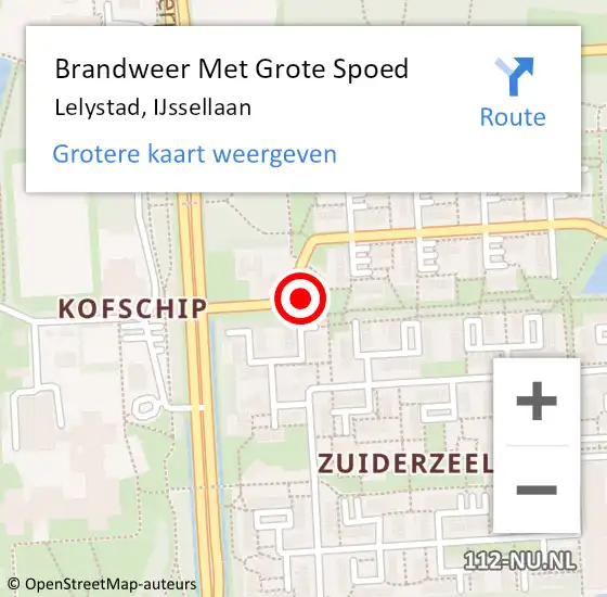 Locatie op kaart van de 112 melding: Brandweer Met Grote Spoed Naar Lelystad, IJssellaan op 13 augustus 2014 14:48