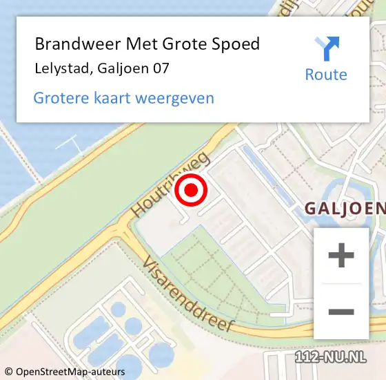 Locatie op kaart van de 112 melding: Brandweer Met Grote Spoed Naar Lelystad, Galjoen 07 op 26 januari 2023 21:00