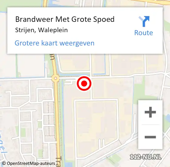 Locatie op kaart van de 112 melding: Brandweer Met Grote Spoed Naar Strijen, Waleplein op 26 januari 2023 21:15