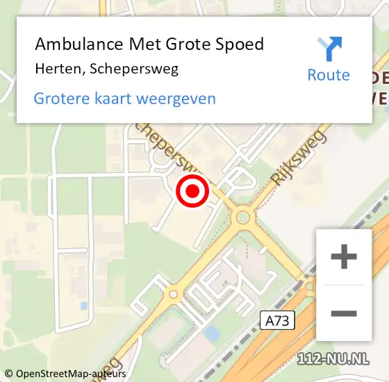 Locatie op kaart van de 112 melding: Ambulance Met Grote Spoed Naar Herten, Schepersweg op 26 januari 2023 21:37