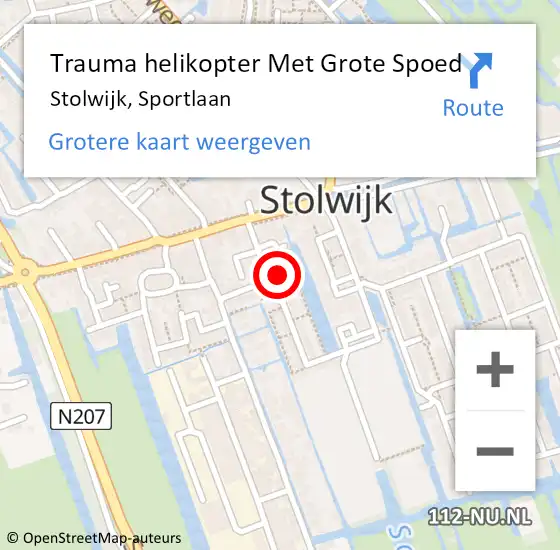 Locatie op kaart van de 112 melding: Trauma helikopter Met Grote Spoed Naar Stolwijk, Sportlaan op 26 januari 2023 22:07