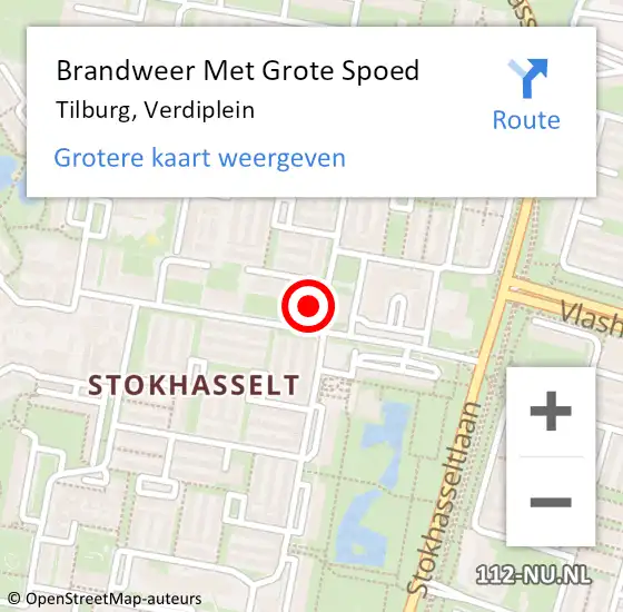 Locatie op kaart van de 112 melding: Brandweer Met Grote Spoed Naar Tilburg, Verdiplein op 26 januari 2023 22:17