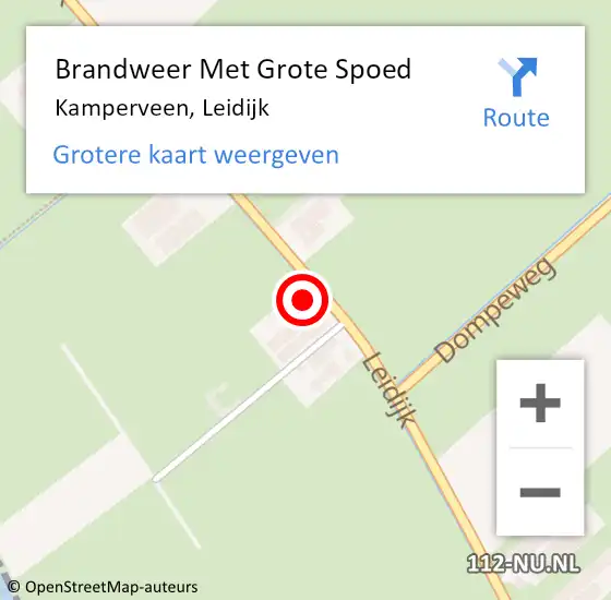 Locatie op kaart van de 112 melding: Brandweer Met Grote Spoed Naar Kamperveen, Leidijk op 26 januari 2023 22:20