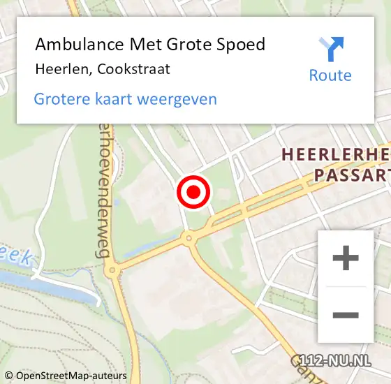 Locatie op kaart van de 112 melding: Ambulance Met Grote Spoed Naar Heerlen, Cookstraat op 26 januari 2023 22:28